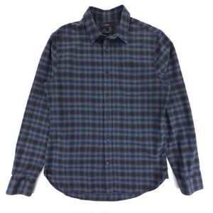 NEW Vince Classic Fit Shadow Plaid Button-up Flannel Shirt Coastal Twill Minimal